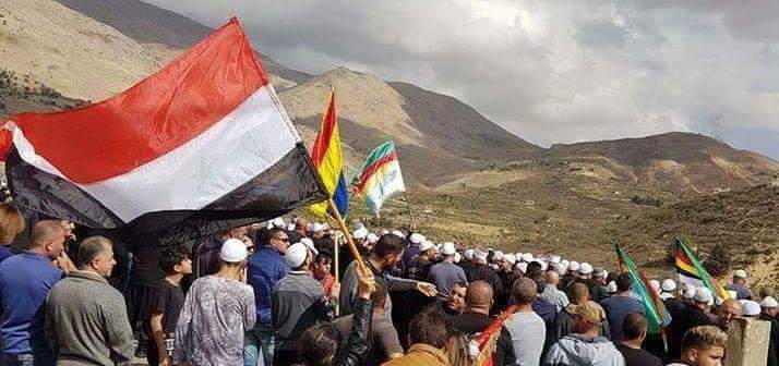 تظاهرات بالجولان السوري رفضا للانتخابات المحلية التي تجريها اسرائيل